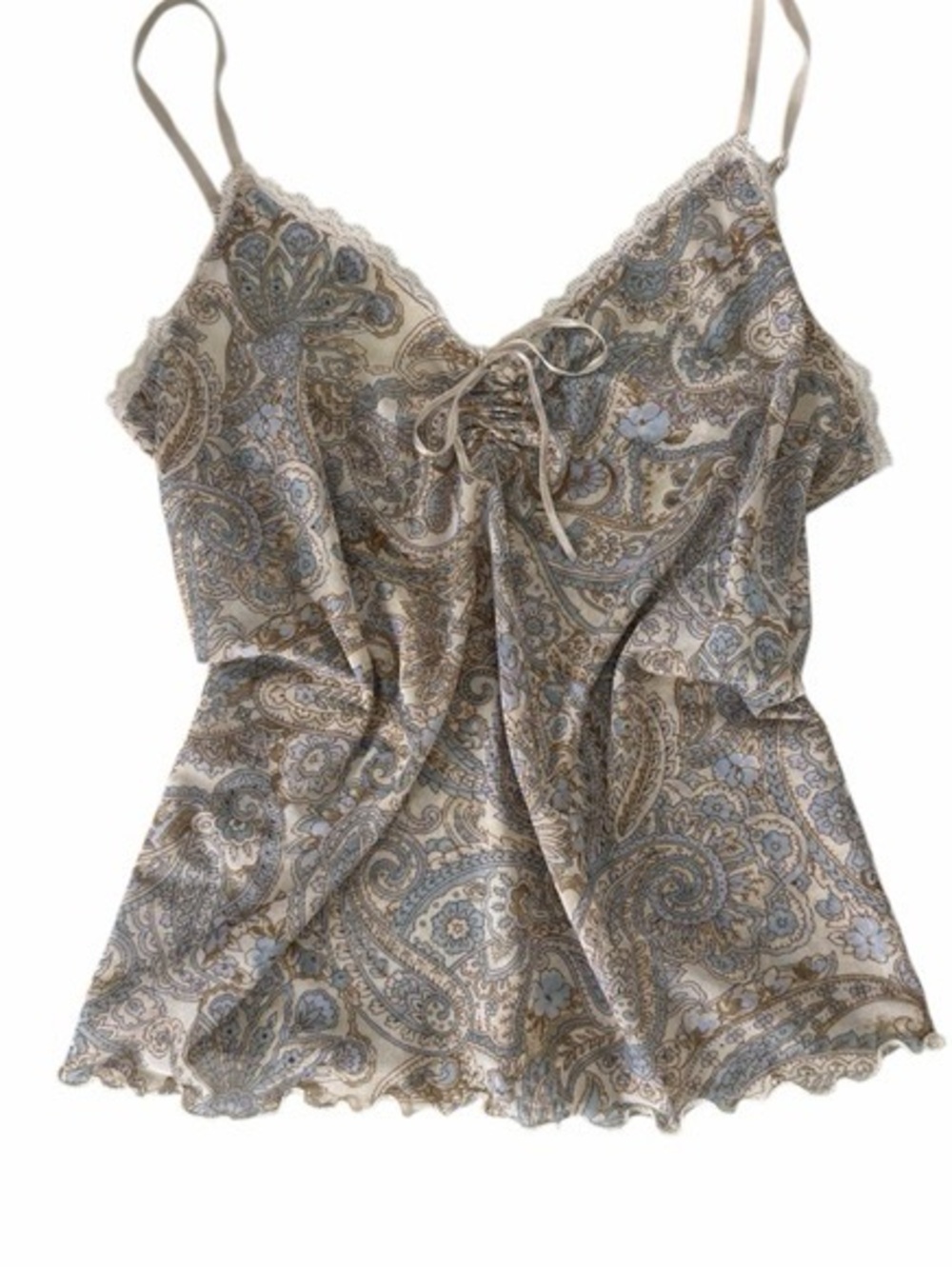 Valerie Stevens Taupe and Light Blue Paisley Lace Cami